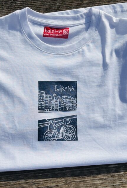 girona linocut t shirt, handmade city print