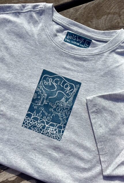 barcelona linocut print t shirt