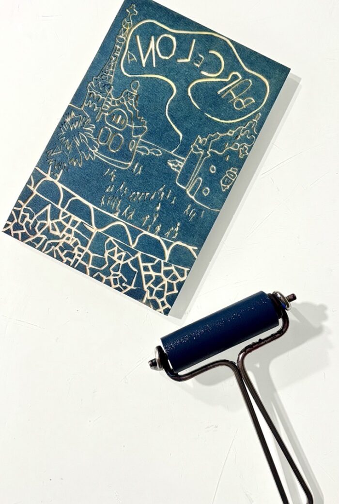 barcelona linocut print t shirt