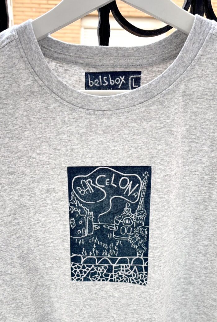 barcelona linocut print t shirt