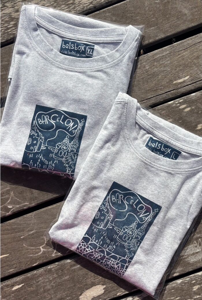 barcelona linocut print t shirt