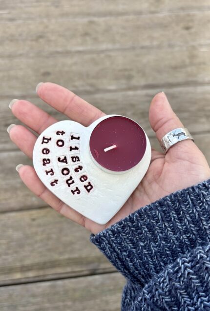 clay heart tealight holder