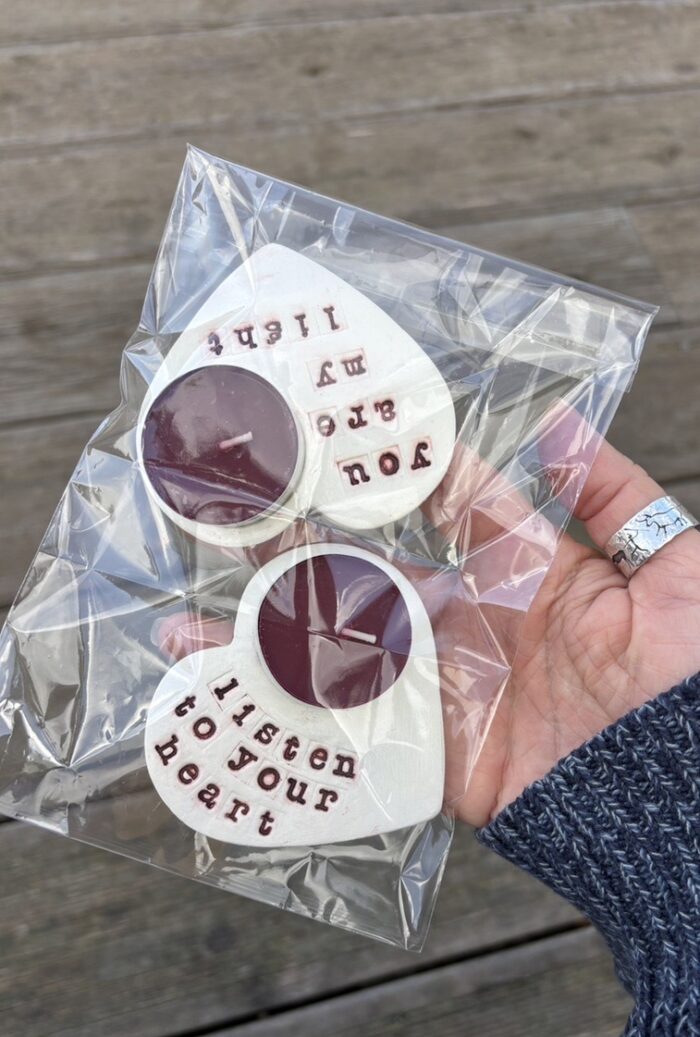 clay heart tealight holder