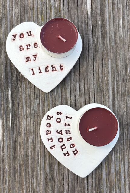 clay heart tealight holder