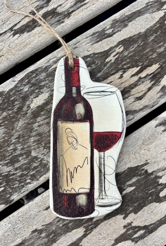 clay wall decor “wine & glass”