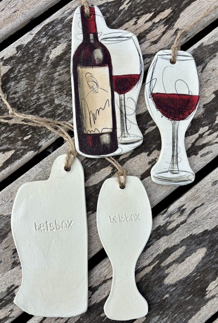 clay wall decor “wine & glass”