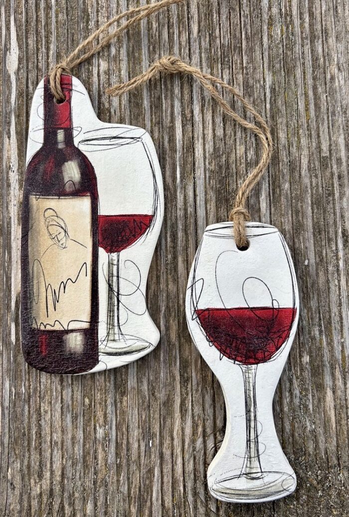 clay wall decor “wine & glass”