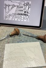 rome linocut print on paper