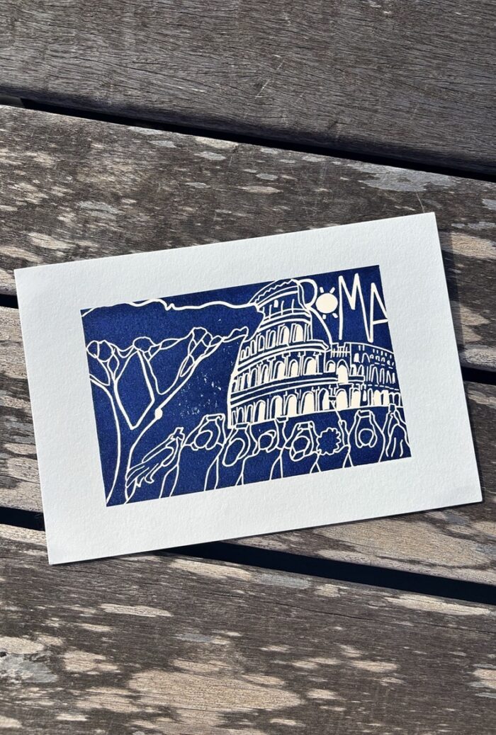 rome linocut print on paper