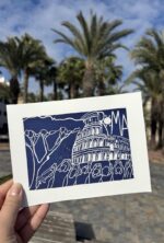 rome linocut print on paper