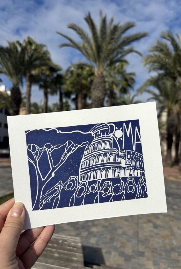 rome linocut print on paper
