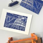 rome linocut print on paper