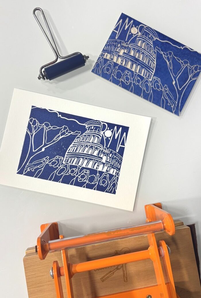 rome linocut print on paper
