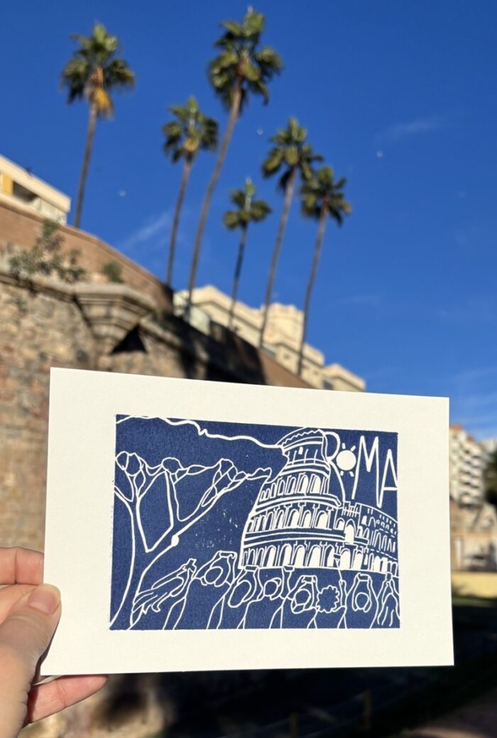 rome linocut print on paper