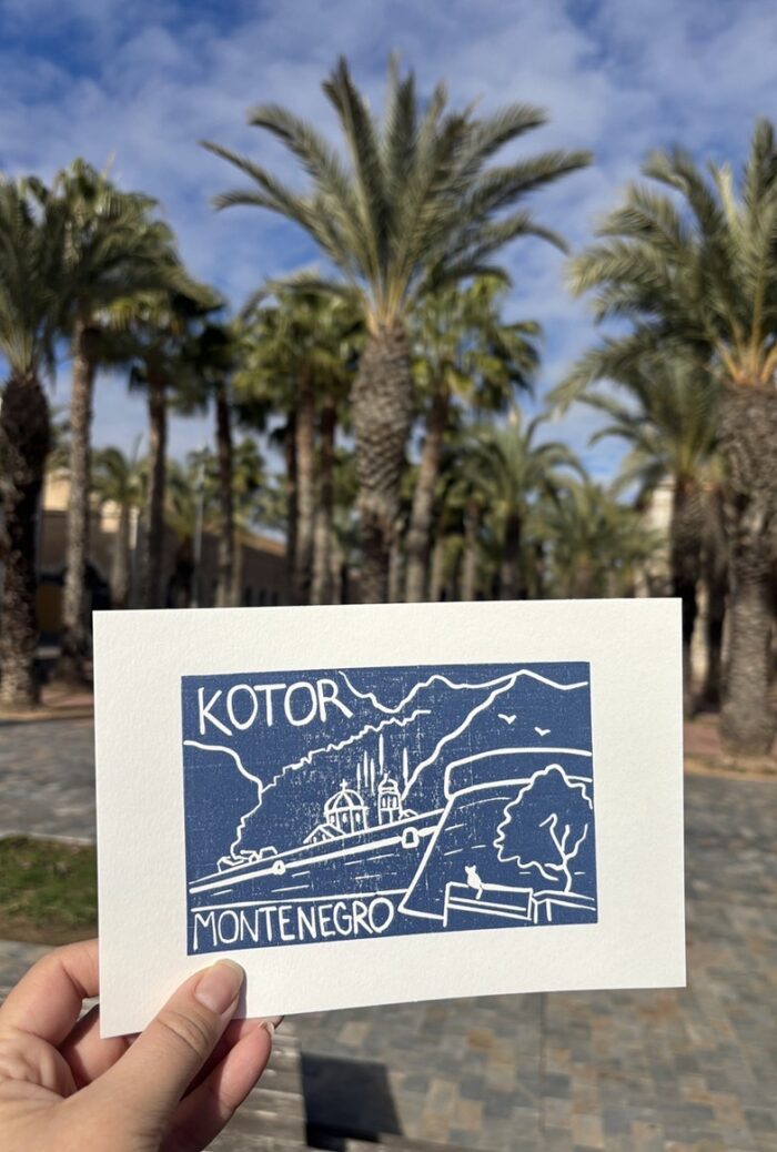 Kotor linocut print on paper