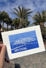 sveti stefan linocut print on paper