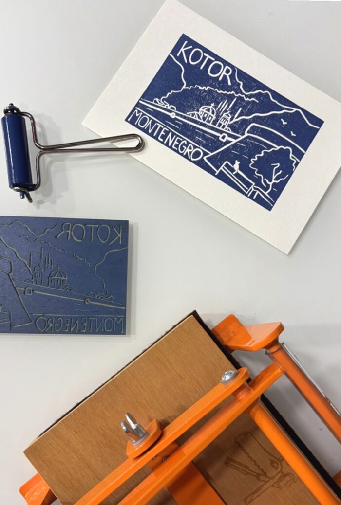 cartagena whale tile — linocut print on paper (copy)