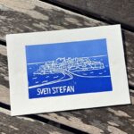 sveti stefan linocut print on paper