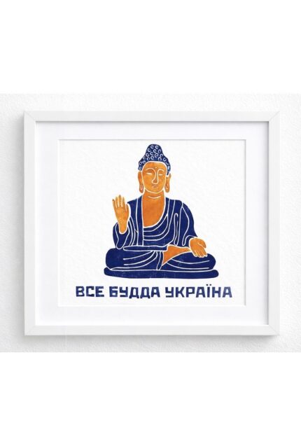 Buddha linocut print on paper