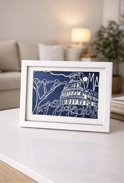 rome linocut print on paper