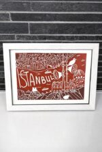 istanbul linocut print on paper