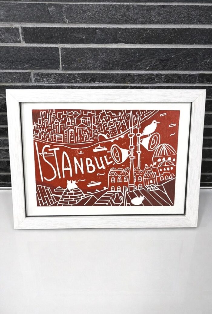 istanbul linocut print on paper