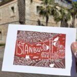 istanbul linocut print on paper