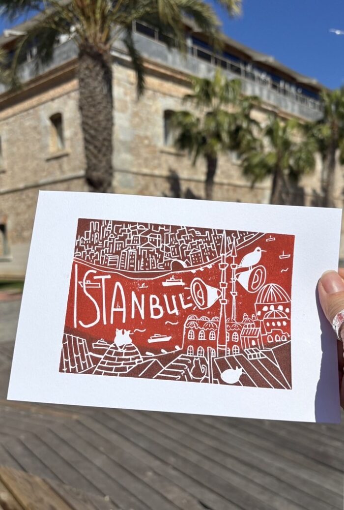 istanbul linocut print on paper