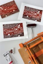 istanbul linocut print on paper
