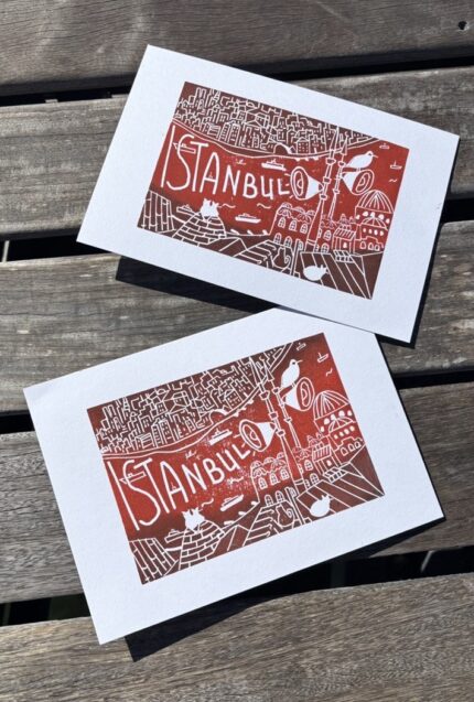 istanbul linocut print on paper