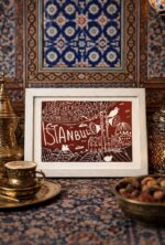 istanbul linocut print on paper