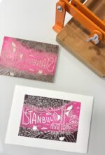 istanbul linocut print on paper