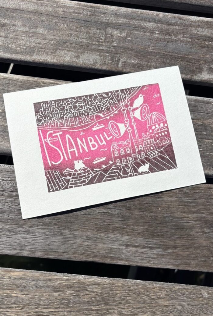 istanbul linocut print on paper