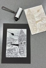 cartagena spain linocut print – handprinted travel art