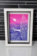 cartagena spain linocut print – handprinted travel art