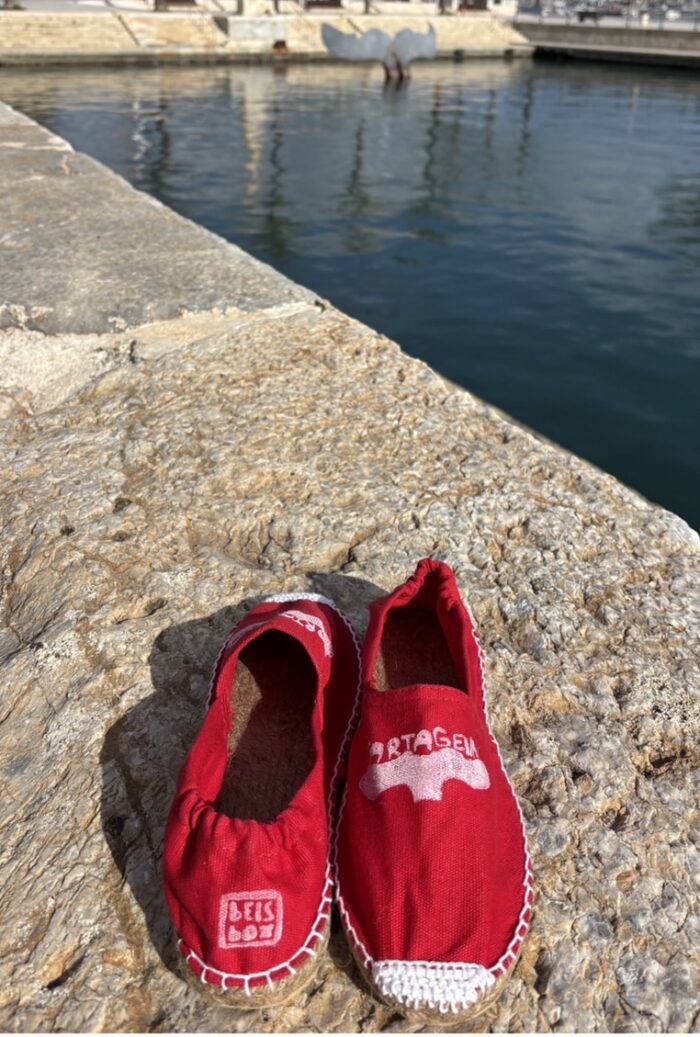 espadrilles with linocut whale tile print