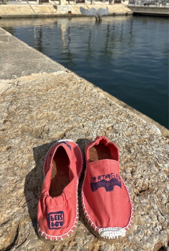 espadrilles with linocut whale tile print