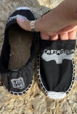 espadrilles with linocut whale tile print