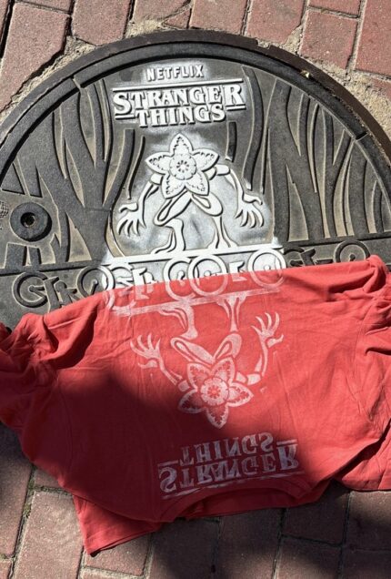 stranger things manhole cover print t shirt