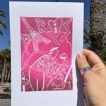 paris linocut print on paper
