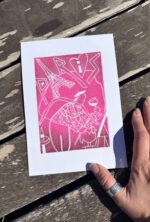 paris linocut print on paper