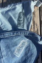 medium denim bag with hand printed sea creatures