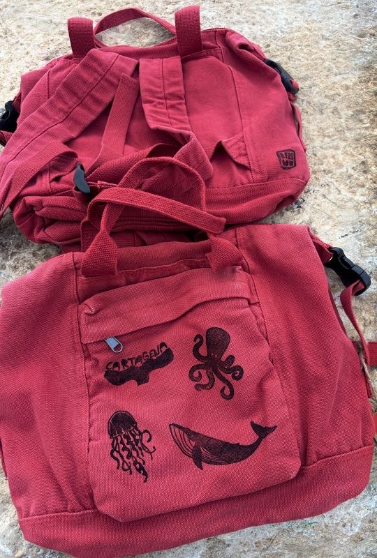 sea animal linoprints bag & backpack