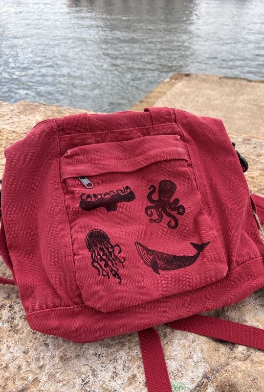 sea animal linoprints bag & backpack