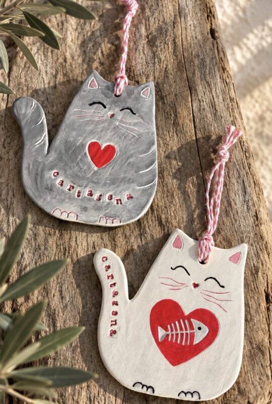 clay big cat ornament
