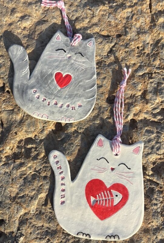 clay big cat ornament